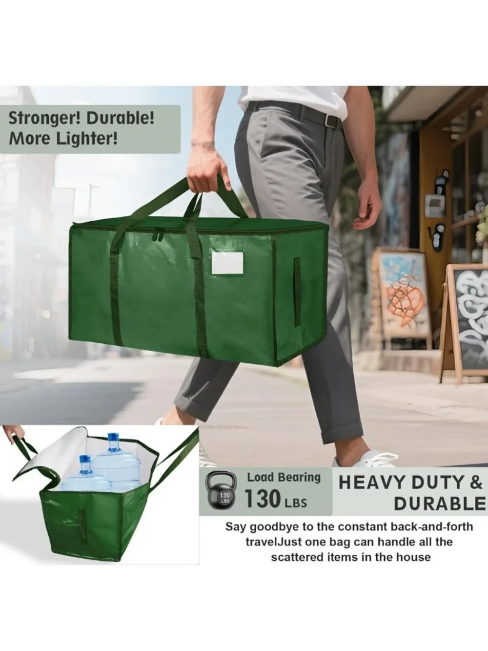 Extra Large Heavy Duty Moving Bags - Waterproof Storage Totes with Zippers